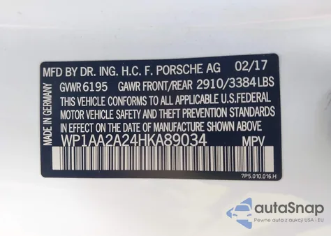 2017 Porsche Cayenne Platinum Edition z USA, uszkodzony, nr VIN WP1AA2A24HKA89034